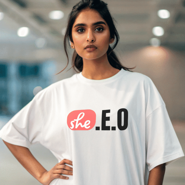 She.EO Oversized T-Shirt – Bold & Empowering Statement Tee
